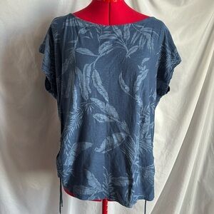 LL55 Chaps floral high neck t shirt with ruched sides